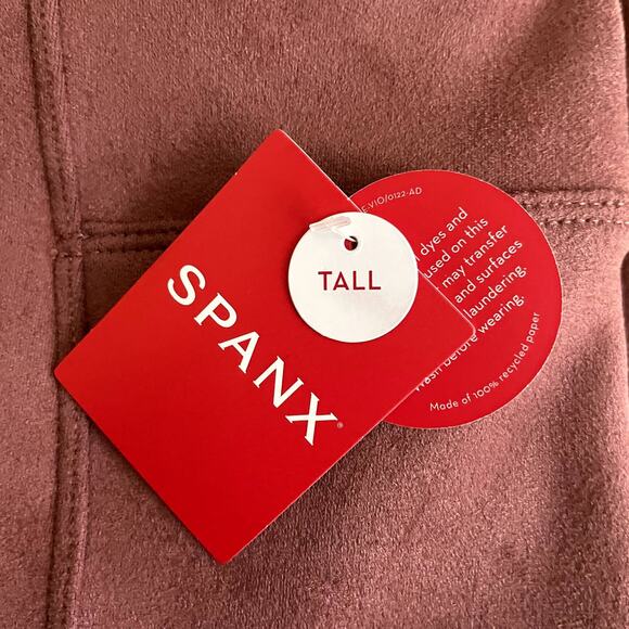 SPANX Faux Suede Leggings Womens Medium Tall Pink Rich Rose Shaping Soft Fall - Picture 4 of 12